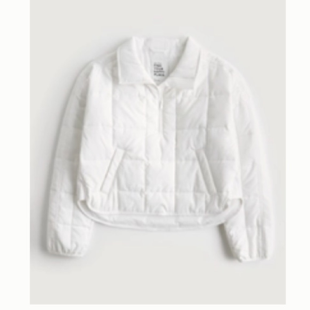 Women's White Quarter Zip Puffer Jacket - Picture 3 of 3
